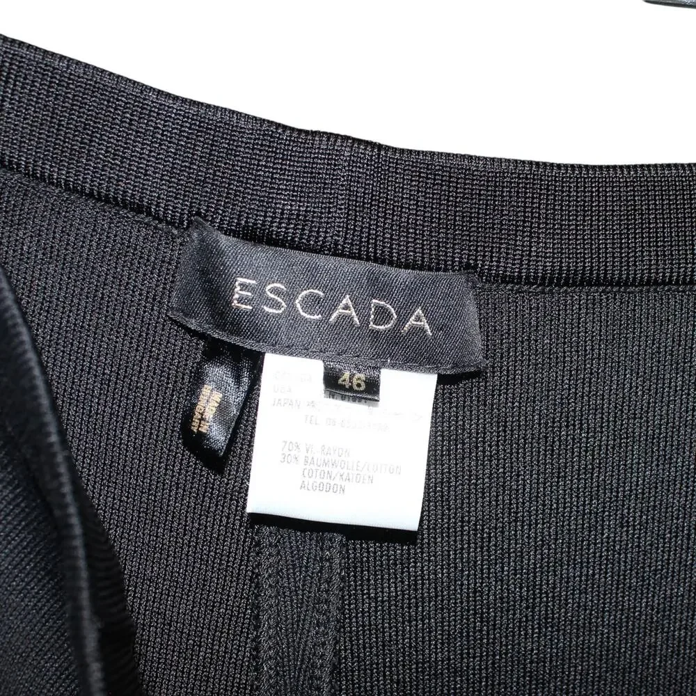 Vintage Escada Black Ribbed Knit Pants w/ Lacing Detail Size 46 XL